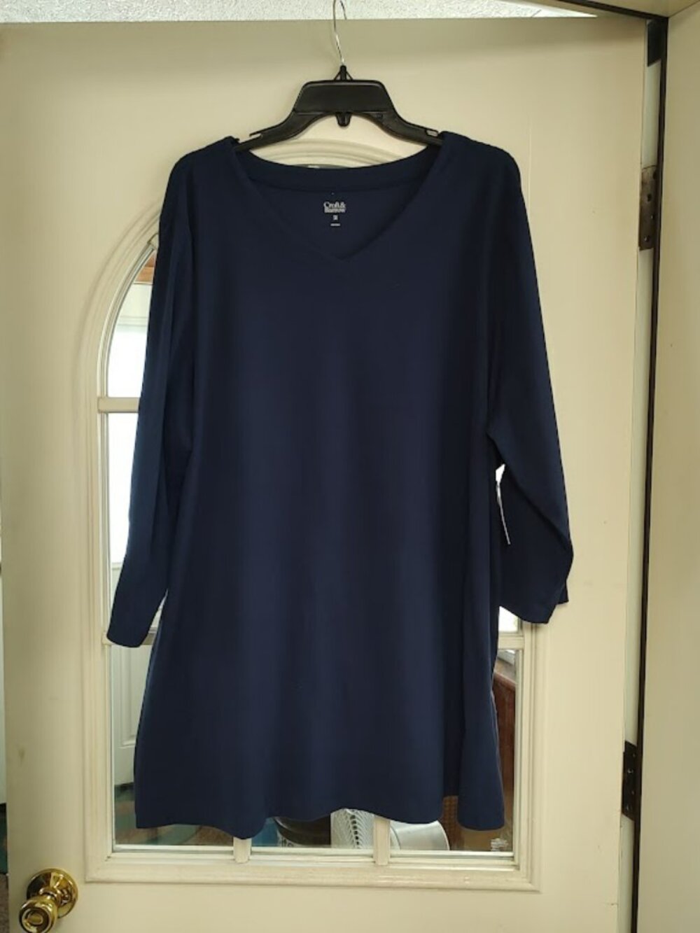 New Croft & Barrow Navy Blue Soft Fleece 3/4 Sleeve Top Size Women's 3X